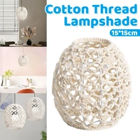 Paper Rope Pendant Light New Chinese Style Rattan-Like Lampshade Lamp 15x15cm