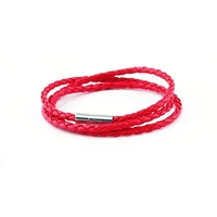 1Pc New Fashion Men Women Three Laps Pu Leather Bracelet Wristband Bangle Punk - Red