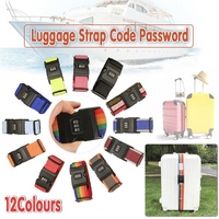 Luggage Strap Code Password Travel Suitcase Secure Lock Safe Nylon Packing Belt - Black