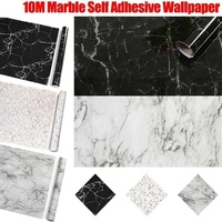 10M Marble Self-Adhesive PVC Wall Sticker Wallpaper Decor - Black Marble-A