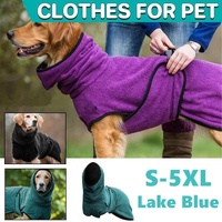 Dog Puppy Hoodies Jacket Solid Coat Pet Winter Soft Warm Clothes S-5XL Lake Blue - 4XL