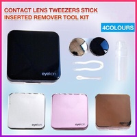 Contact Lens Tweezers Stick Inserted Remover Tool Kit Tip Storage Case Box Sets - Black