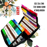 12-120 Watercolor Brush Pen Set Artist Sketch Marker - White-12 Colours