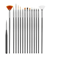 Nail Art Design Brushes Dotting Pen Tool Set Painting Uv Gel Drawing Brush 15Pcs - Black