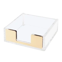 Large Desktop Sticky Note Box Organiser Office Supplies Storage Holder Drawer - Acrylic-Gold
