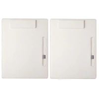 2pcs Leather Clipboard Conference File Holder Hotel Menu Pad Durable Board Clip - Cream