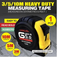 Steel Measuring Tape with Lock Rubber Grip Metric and Inch Ruler 3M 5M 10M - 3M