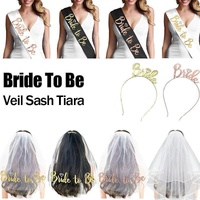 Bride To Be Hen Veil Sash Tiara Hens Night Bridal Shower Kitchen Tea Accessories - Package 4