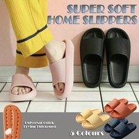 Ultra-Soft Pillow Slides EVA Slippers for Indoor Outdoor Use – Thick Anti-Slip Sole - Black 42-43
