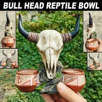Bull Head Reptile Water Bowl Resin Reptile Dish Decor