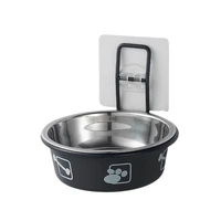 Stainless Steel Pet Bowl Hanging Cat Food Water Bowl Durable for Dogs and Cats - Black-12cm