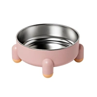 Anti-Tip Stainless Steel Dog Bowl Pet Basin for Dogs Cats Durable Feeding Dish - Pink