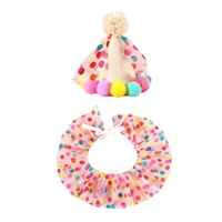 Dog Cat Birthday Dress Bib Felt Hat Party Supplies Drool Towel for Pet Parties - L