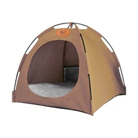 Folding Camping Pet Tent for Cats Puppy Bed Indoor Cat Nest Dog Cave Style House - Coffee