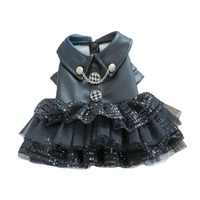 Autumn Winter Pet Dog Cat Dress Faux Leather Sequin Skirt Outfit for Small Dogs - M