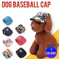 Dog Baseball Cap Outdoor Pet Sun Hat Summer Canvas Visor Puppy M Size - Black