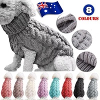 Puppy Dog Jumper Winter Warm Knitted Sweater Pet Clothes Small Dogs Coat Thermal L Size - Blue
