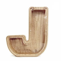 Wooden Piggy Bank Funny Letter or Guitar Coin Saving Money Box A–Z Gift Idea - J