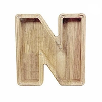 Wooden Piggy Bank Funny Letter or Guitar Coin Saving Money Box A–Z Gift Idea - N
