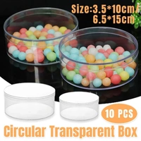 10pcs Clear Round Gift Boxes Plastic Candy Storage Containers for Party Favors - 15x6.5cm