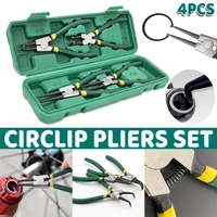 4 Piece Circlip Pliers Set 7 Inch Internal and External Straight and Bent Nose Tools