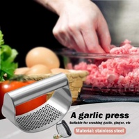 Stainless Steel Garlic Masher Press Crusher Squeezer Masher Kitchen Gadget - Black