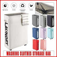 Large Foldable Laundry Washing Clothes Storage Bag Hamper Basket Bin Organiser - Purple