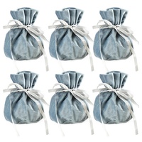 6PCS Velvet Cloth Drawstring Bags Gift Bag Jewelry Ring Pouch Earring Favor - Blue-6PCS
