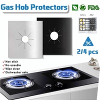 Gas Stove Burner Covers Reusable Hob Protectors Non Stick Liner Pad 4 Pcs - 4 PCS Black