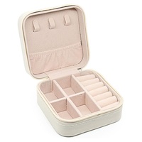 Travel Jewelry Organizer Box Portable Leather Storage Ornaments Ring Earrings - White (10x10x5cm)