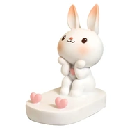 Cartoon Rabbit Phone Holder Desktop Stand Cute Mobile Phone Stand for Office - White