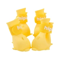 4pcs Cartoon Pet Rain Boots Waterproof Non-Slip Wear-Resistant Shoes for Dogs - Yellow - S