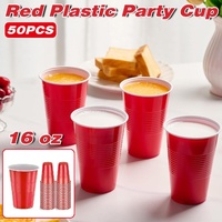 50pcs Red Plastic Beer Pong Cups Reusable Party Cups Drinking Game Supplies