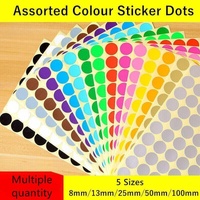 Red Assorted Sizes Colour Sticker Dots Adhesive Round Labels Circular Spot Scrapbook - 50mm*8 Dots