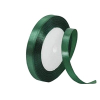 10mm Width Satin Hair Ribbon Wedding Party Decoration Gift Banquet 3m - Blackish Green