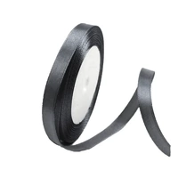 10mm Width Satin Hair Ribbon Wedding Party Decoration Gift Banquet 5m - Dark Grey