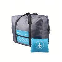 Nylon Waterproof Collapsible Travel Bag Large Suitcase Clothing Organizer - Blue