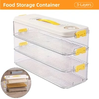 3 Layers Square Food Storage Container with Lid Kitchen Organiser for Meal Prep