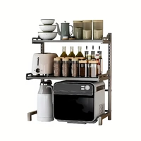 2/3Tier Microwave Oven Stand Rack Shelf Condiment Kitchen Holder Cabinet Storage - Grey 3-Layer