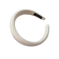 Women Thick Padded Wide Headband Sponge Hairband Wedding Party Plain - White