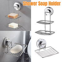 Shower Bar Holder Suction Basket Wall Mounted Stainless Steel Bathroom Soap Dish - Double Layer