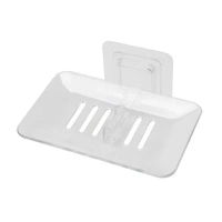 Bathroom Waterfall Tray Holder Soaps Plate Suction Case Containers Dish Storage - White