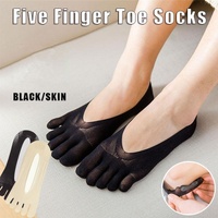 Five Finger Toe Socks Women Invisible Ankle Cut No Show Liner Low Cut Packs - Black 3 Pairs