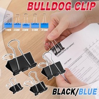 20PCS Black Bulldog Foldback Clips Document Paper Clamps Multiple Sizes - Blue 51mm