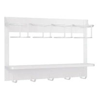 Magnetic Mug Organizer Cup Holder Wall Mount Storage for Kitchen Office Home Use - White