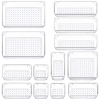 Transparent Plastic Drawer Organiser Set Multifunctional Desktop Storage Box - 13PCS