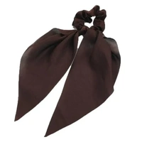 Chiffon Ponytail Scarf Bow Elastic Hair Rope Tie Scrunchies Ribbon Hair Bands - Coffee