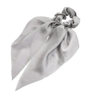 Chiffon Ponytail Scarf Bow Elastic Hair Rope Tie Scrunchies Ribbon Hair Bands - Grey