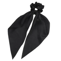 Chiffon Ponytail Scarf Bow Elastic Hair Rope Tie Scrunchies Ribbon Hair Bands - Black
