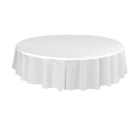 10pcs Round Tablecloth Solid Color Waterproof PEVA Table Cover 213cm Diameter - White